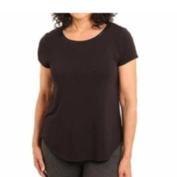 NWT Joan Vass Classic Black Basic Casual Everyday Layering Tee Shirt XL - Picture 1 of 8